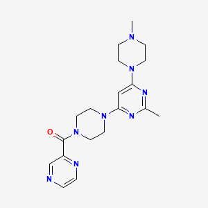 molecular formula C19H26N8O B5312811 2-methyl-4-(4-methyl-1-piperazinyl)-6-[4-(2-pyrazinylcarbonyl)-1-piperazinyl]pyrimidine 