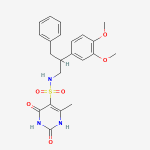 molecular formula C22H25N3O6S B5312820 N-[2-(3,4-DIMETHOXYPHENYL)-3-PHENYLPROPYL]-6-METHYL-2,4-DIOXO-1,2,3,4-TETRAHYDRO-5-PYRIMIDINESULFONAMIDE 