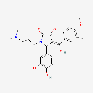 molecular formula C25H30N2O6 B5312842 1-[3-(dimethylamino)propyl]-3-hydroxy-5-(4-hydroxy-3-methoxyphenyl)-4-(4-methoxy-3-methylbenzoyl)-1,5-dihydro-2H-pyrrol-2-one 