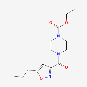 molecular formula C14H21N3O4 B5312908 ethyl 4-[(5-propyl-3-isoxazolyl)carbonyl]-1-piperazinecarboxylate 