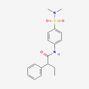 molecular formula C18H22N2O3S B5312925 N-{4-[(dimethylamino)sulfonyl]phenyl}-2-phenylbutanamide 