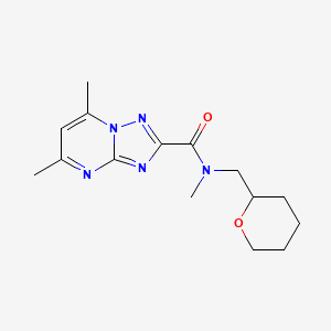 molecular formula C15H21N5O2 B5312973 N,5,7-trimethyl-N-(tetrahydro-2H-pyran-2-ylmethyl)[1,2,4]triazolo[1,5-a]pyrimidine-2-carboxamide 