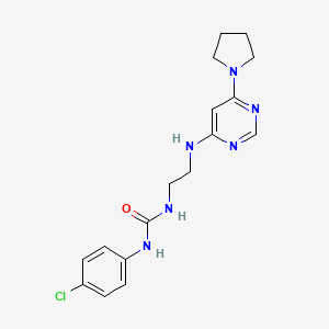 molecular formula C17H21ClN6O B5312989 N-(4-chlorophenyl)-N'-(2-{[6-(1-pyrrolidinyl)-4-pyrimidinyl]amino}ethyl)urea 