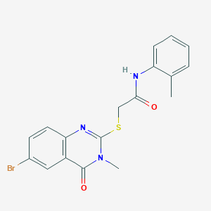 molecular formula C18H16BrN3O2S B5312992 2-[(6-bromo-3-methyl-4-oxo-3,4-dihydro-2-quinazolinyl)thio]-N-(2-methylphenyl)acetamide 