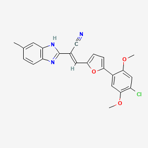molecular formula C23H18ClN3O3 B5313019 3-[5-(4-chloro-2,5-dimethoxyphenyl)-2-furyl]-2-(5-methyl-1H-benzimidazol-2-yl)acrylonitrile 