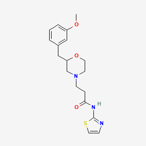 molecular formula C18H23N3O3S B5313025 3-[2-(3-methoxybenzyl)-4-morpholinyl]-N-1,3-thiazol-2-ylpropanamide 