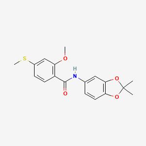 molecular formula C18H19NO4S B5313055 N-(2,2-dimethyl-1,3-benzodioxol-5-yl)-2-methoxy-4-(methylthio)benzamide 