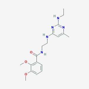molecular formula C18H25N5O3 B5313181 N-(2-{[2-(ethylamino)-6-methyl-4-pyrimidinyl]amino}ethyl)-2,3-dimethoxybenzamide 