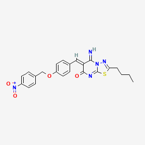 molecular formula C23H21N5O4S B5313201 2-butyl-5-imino-6-{4-[(4-nitrobenzyl)oxy]benzylidene}-5,6-dihydro-7H-[1,3,4]thiadiazolo[3,2-a]pyrimidin-7-one 