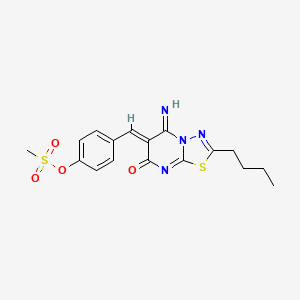 molecular formula C17H18N4O4S2 B5313216 4-[(2-butyl-5-imino-7-oxo-5H-[1,3,4]thiadiazolo[3,2-a]pyrimidin-6(7H)-ylidene)methyl]phenyl methanesulfonate 
