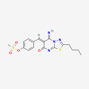 4-[(2-butyl-5-imino-7-oxo-5H-[1,3,4]thiadiazolo[3,2-a]pyrimidin-6(7H)-ylidene)methyl]phenyl methanesulfonate