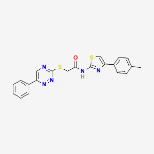 molecular formula C21H17N5OS2 B5313251 N-[4-(4-methylphenyl)-1,3-thiazol-2-yl]-2-[(6-phenyl-1,2,4-triazin-3-yl)thio]acetamide 