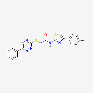 molecular formula C21H17N5OS2 B5313251 N-[4-(4-methylphenyl)-1,3-thiazol-2-yl]-2-[(6-phenyl-1,2,4-triazin-3-yl)sulfanyl]acetamide 