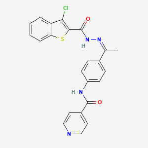 N-(4-{N-[(3-chloro-1-benzothien-2-yl)carbonyl]ethanehydrazonoyl}phenyl)isonicotinamide
