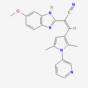 molecular formula C22H19N5O B5313277 3-[2,5-dimethyl-1-(3-pyridinyl)-1H-pyrrol-3-yl]-2-(5-methoxy-1H-benzimidazol-2-yl)acrylonitrile 