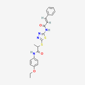 molecular formula C22H22N4O3S2 B5313283 N-[5-({2-[(4-ethoxyphenyl)amino]-1-methyl-2-oxoethyl}thio)-1,3,4-thiadiazol-2-yl]-3-phenylacrylamide 