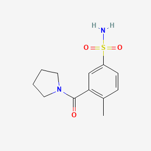 molecular formula C12H16N2O3S B5313299 4-methyl-3-(1-pyrrolidinylcarbonyl)benzenesulfonamide 
