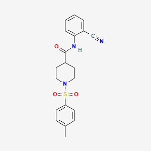 molecular formula C20H21N3O3S B5313348 N-(2-cyanophenyl)-1-[(4-methylphenyl)sulfonyl]-4-piperidinecarboxamide 