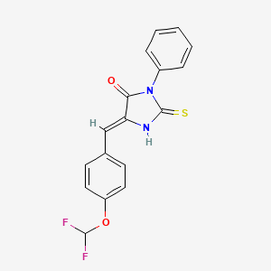 molecular formula C17H12F2N2O2S B5313359 5-{(Z)-1-[4-(DIFLUOROMETHOXY)PHENYL]METHYLIDENE}-3-PHENYL-2-THIOXODIHYDRO-1H-IMIDAZOL-4-ONE 