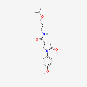 molecular formula C19H28N2O4 B5313365 1-(4-ethoxyphenyl)-N-(3-isopropoxypropyl)-5-oxo-3-pyrrolidinecarboxamide 