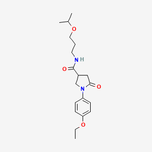 molecular formula C19H28N2O4 B5313365 1-(4-ethoxyphenyl)-5-oxo-N-[3-(propan-2-yloxy)propyl]pyrrolidine-3-carboxamide 