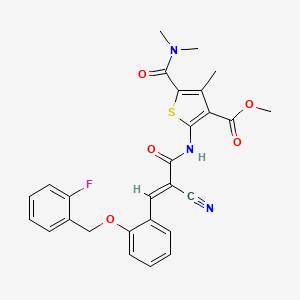 molecular formula C27H24FN3O5S B5313388 methyl 2-[(2-cyano-3-{2-[(2-fluorobenzyl)oxy]phenyl}acryloyl)amino]-5-[(dimethylamino)carbonyl]-4-methyl-3-thiophenecarboxylate 