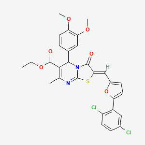 molecular formula C29H24Cl2N2O6S B5313411 Ethyl (2Z)-2-{[5-(2,5-dichlorophenyl)furan-2-YL]methylidene}-5-(3,4-dimethoxyphenyl)-7-methyl-3-oxo-2H,3H,5H-[1,3]thiazolo[3,2-A]pyrimidine-6-carboxylate 