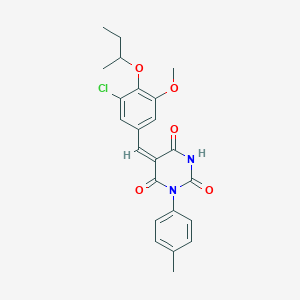 molecular formula C23H23ClN2O5 B5313514 5-(4-sec-butoxy-3-chloro-5-methoxybenzylidene)-1-(4-methylphenyl)-2,4,6(1H,3H,5H)-pyrimidinetrione 