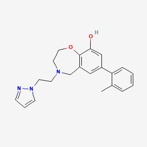 molecular formula C21H23N3O2 B5313540 7-(2-methylphenyl)-4-[2-(1H-pyrazol-1-yl)ethyl]-2,3,4,5-tetrahydro-1,4-benzoxazepin-9-ol 
