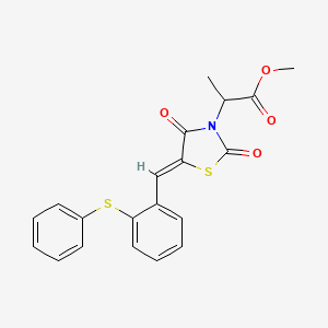 molecular formula C20H17NO4S2 B5313590 methyl 2-{2,4-dioxo-5-[2-(phenylthio)benzylidene]-1,3-thiazolidin-3-yl}propanoate 