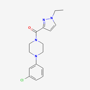 molecular formula C16H19ClN4O B5313673 1-(3-chlorophenyl)-4-[(1-ethyl-1H-pyrazol-3-yl)carbonyl]piperazine 
