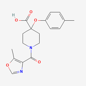 molecular formula C18H20N2O5 B5313691 1-[(5-methyl-1,3-oxazol-4-yl)carbonyl]-4-(4-methylphenoxy)piperidine-4-carboxylic acid 