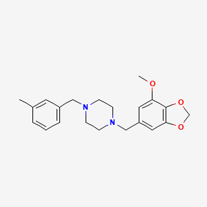 1-[(7-methoxy-1,3-benzodioxol-5-yl)methyl]-4-(3-methylbenzyl)piperazine