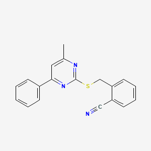 molecular formula C19H15N3S B5313714 2-{[(4-methyl-6-phenyl-2-pyrimidinyl)thio]methyl}benzonitrile 