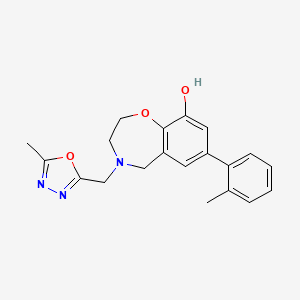 molecular formula C20H21N3O3 B5313752 4-[(5-methyl-1,3,4-oxadiazol-2-yl)methyl]-7-(2-methylphenyl)-2,3,4,5-tetrahydro-1,4-benzoxazepin-9-ol 