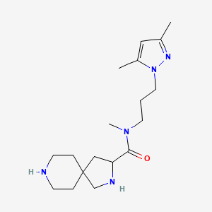 molecular formula C18H31N5O B5313767 N-[3-(3,5-dimethyl-1H-pyrazol-1-yl)propyl]-N-methyl-2,8-diazaspiro[4.5]decane-3-carboxamide dihydrochloride 