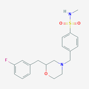 molecular formula C19H23FN2O3S B5313799 4-{[2-(3-fluorobenzyl)-4-morpholinyl]methyl}-N-methylbenzenesulfonamide 