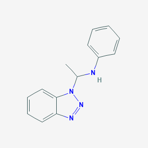 molecular formula C14H14N4 B053138 alpha-Methyl-N-phenyl-1H-benzotriazole-1-methanamine CAS No. 122062-68-4