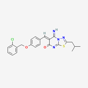 molecular formula C23H21ClN4O2S B5313824 6-{4-[(2-chlorobenzyl)oxy]benzylidene}-5-imino-2-isobutyl-5,6-dihydro-7H-[1,3,4]thiadiazolo[3,2-a]pyrimidin-7-one 