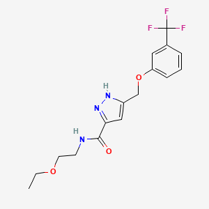 molecular formula C16H18F3N3O3 B5313850 N-(2-ethoxyethyl)-5-{[3-(trifluoromethyl)phenoxy]methyl}-1H-pyrazole-3-carboxamide 