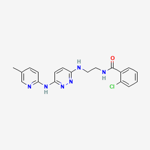 molecular formula C19H19ClN6O B5313852 2-chloro-N-[2-({6-[(5-methyl-2-pyridinyl)amino]-3-pyridazinyl}amino)ethyl]benzamide 