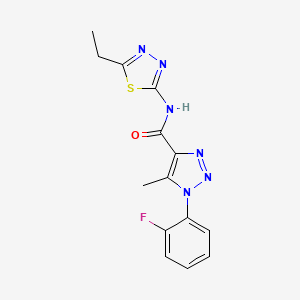 molecular formula C14H13FN6OS B5313860 N-(5-ethyl-1,3,4-thiadiazol-2-yl)-1-(2-fluorophenyl)-5-methyl-1H-1,2,3-triazole-4-carboxamide 