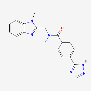 molecular formula C19H18N6O B5313946 N-methyl-N-[(1-methyl-1H-benzimidazol-2-yl)methyl]-4-(1H-1,2,4-triazol-3-yl)benzamide 