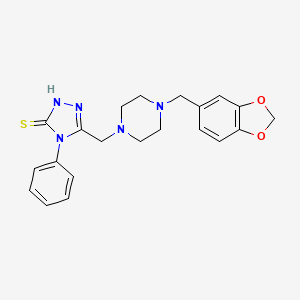 molecular formula C21H23N5O2S B5313958 5-{[4-(1,3-benzodioxol-5-ylmethyl)-1-piperazinyl]methyl}-4-phenyl-2,4-dihydro-3H-1,2,4-triazole-3-thione 