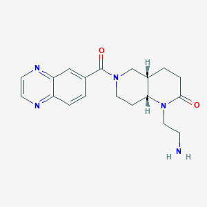 molecular formula C19H23N5O2 B5313976 rel-(4aS,8aR)-1-(2-aminoethyl)-6-(6-quinoxalinylcarbonyl)octahydro-1,6-naphthyridin-2(1H)-one hydrochloride 