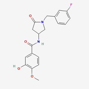 molecular formula C19H19FN2O4 B5313996 N-[1-(3-fluorobenzyl)-5-oxopyrrolidin-3-yl]-3-hydroxy-4-methoxybenzamide 