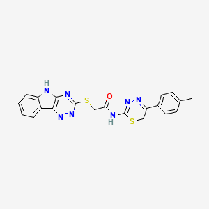 molecular formula C21H17N7OS2 B5314000 N-[5-(4-methylphenyl)-6H-1,3,4-thiadiazin-2-yl]-2-(5H-[1,2,4]triazino[5,6-b]indol-3-ylthio)acetamide 