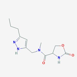 molecular formula C12H18N4O3 B5314010 N-methyl-2-oxo-N-[(5-propyl-1H-pyrazol-3-yl)methyl]-1,3-oxazolidine-4-carboxamide 