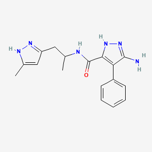 5-amino-N-[1-methyl-2-(3-methyl-1H-pyrazol-5-yl)ethyl]-4-phenyl-1H-pyrazole-3-carboxamide