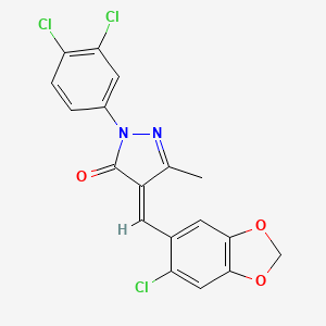 molecular formula C18H11Cl3N2O3 B5314058 4-[(6-chloro-1,3-benzodioxol-5-yl)methylene]-2-(3,4-dichlorophenyl)-5-methyl-2,4-dihydro-3H-pyrazol-3-one 
